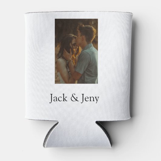 シンプルカラフルの追加ミニマル名写真文字の顧客 缶クーラー (正面)