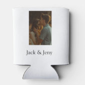 シンプルカラフルの追加ミニマル名写真文字の顧客 缶クーラー (裏面)