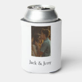 シンプルカラフルの追加ミニマル名写真文字の顧客 缶クーラー (缶裏面)