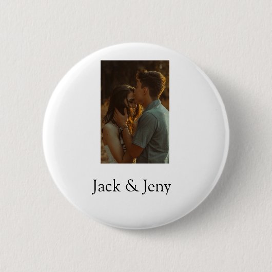 シンプルカラフルの追加ミニマル名写真文字の顧客 缶バッジ (正面)