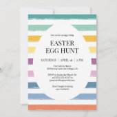 シンプルカラフルイースターエッグ狩りストライプのかわいいパーティー 招待状 (正面)