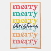 シンプルカラフルエレガントオレンジメリー キッチンタオル (縦)