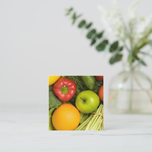 シンプルカラフルエレガント栄養士 スクエア名刺 (スタンド正面)