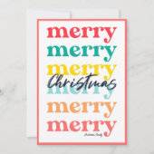 シンプルカラフルエレガント赤い白メリークリスマス シーズンカード (正面)