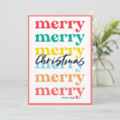 シンプルカラフルエレガント赤い白メリークリスマス シーズンカード (スタンド正面)