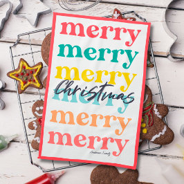 シンプルカラフルエレガント赤メリークリスマス キッチンタオル