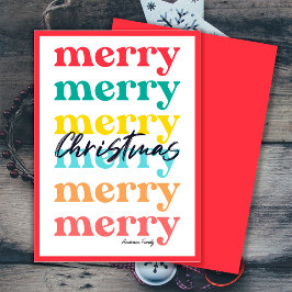 シンプルカラフルエレガント赤メリークリスマス シーズンカード