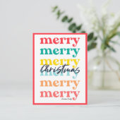 シンプルカラフルエレガント赤メリークリスマス シーズンポストカード (スタンド正面)