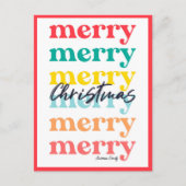 シンプルカラフルエレガント赤メリークリスマス シーズンポストカード (正面)