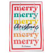 シンプルカラフルエレガント赤メリークリスマス ミディアムペーパーバッグ (裏面)