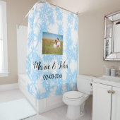 シンプルカラフルカスタムブルー輝きグリッタースロー シャワーカーテン (インサイチュ)