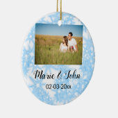 シンプルカラフルカスタムブルー輝きグリッタースロー セラミックオーナメント (右)