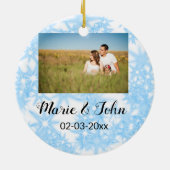 シンプルカラフルカスタムブルー輝きグリッタースロー セラミックオーナメント (裏面)