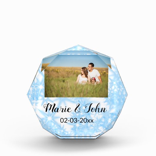 シンプルカラフルカスタムブルー輝きグリッタースロー フォトブロック (正面)