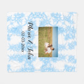 シンプルカラフルカスタムブルー輝きグリッタースロー フリースブランケット (正面(横))