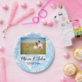 シンプルカラフルカスタムブルー輝きグリッタースロー ペーパープレート (パーティー)