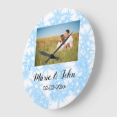 シンプルカラフルカスタムブルー輝きグリッタースロー ラージ壁時計 (傾斜)