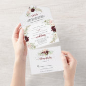 シンプルカラフルクラシックフローラ結婚s オールインワン招待状 (貼ってはがせる)