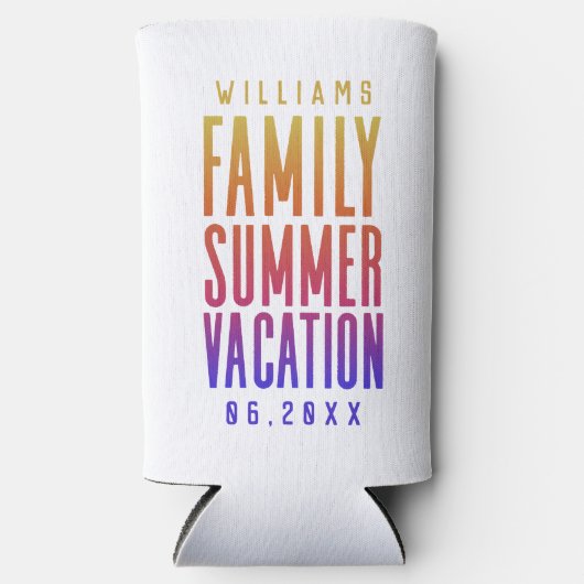 シンプルカラフルファミリーサマーバケーション スリム缶クーラー (正面)