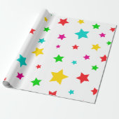 シンプルカラフルフェスティバル星型 ラッピングペーパー (アンロールド)