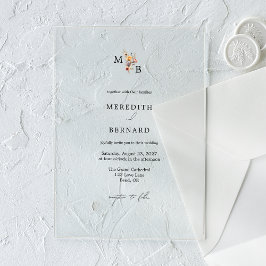 シンプルカラフルフローラモノグ結婚ラム アクリル招待状