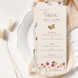 シンプルカラフルフローラ結婚ズ メニュー<br><div class="desc">シンプルWildflowerフローラのメ結婚ニュー – このフローラのメニューカードを使用して結婚式のレセプションに素朴なエレガンスのtouchを追加結婚。水飾色の野縁ど花と蝶とお洒落一緒に、このデザインはあなたの食事のオプションを美しく示す。ガーデン、春、またはボホをテーマにした結婚式に最適なメニューで、ロマンチックで自然のテーブインスパイアル設定を補結婚う。</div>