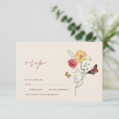 シンプルカラフルフローラ結婚ズ 出欠カード (スタンド正面)