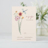 シンプルカラフルフローラ結婚ズ 出欠カード (スタンド正面)