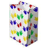 シンプルカラフルポーモダンディノ誕生日パーティー ミディアムペーパーバッグ (裏面アングル)