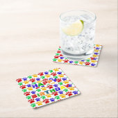 シンプルカラフルポーモダンペット誕生日パーティー スクエアペーパーコースター (インサイチュ)