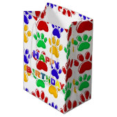 シンプルカラフルポーモダンペット誕生日パーティー ミディアムペーパーバッグ (正面アングル)