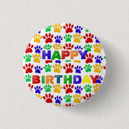 シンプルカラフルポーモダンペット誕生日パーティー 缶バッジ