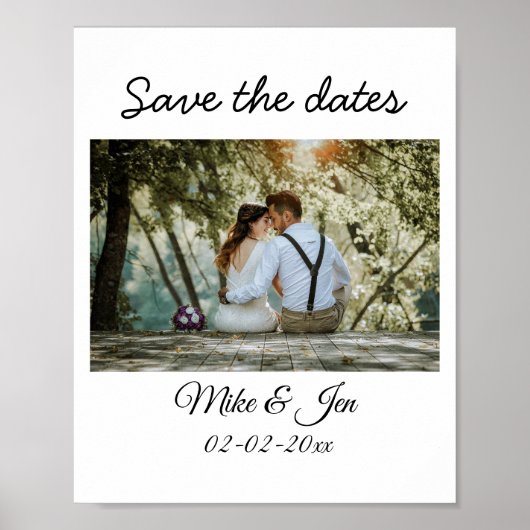 シンプルカラフルミニマル写真の日付を保存する ポスター (正面)