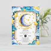 シンプルカラフルムーン誕生日 招待状 (スタンド正面)