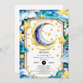 シンプルカラフルムーン誕生日 招待状 (正面/裏面)