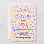 シンプルカラフルモダンスターカラフル誕生日 セーブザデート (正面)