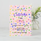 シンプルカラフルモダンスターカラフル誕生日 セーブザデート (スタンド正面)