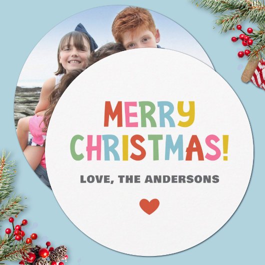 シンプルカラフルモダンChristmas写真 シーズンカード