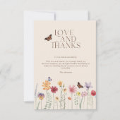 シンプルカラフルワイルドフラワーの愛と感謝してい結婚の サンキューカード (正面)