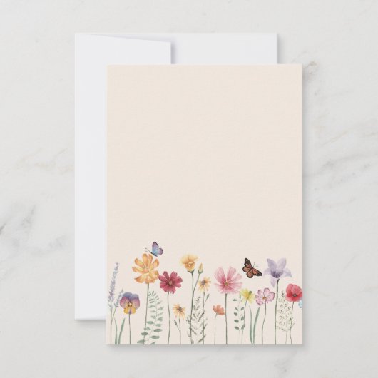 シンプルカラフルワイルドフラワーの愛と感謝してい結婚の サンキューカード (裏面)