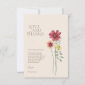 シンプルカラフルワイルドフラワーの愛と感謝してい結婚の サンキューカード (正面)