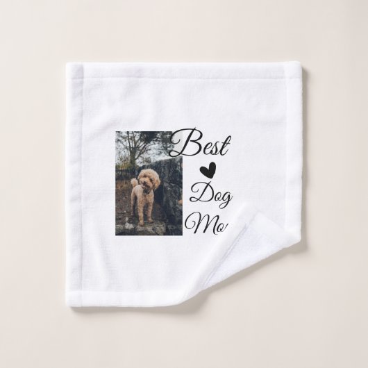 シンプルカラフル動物の名前を追加photodog mom gift ウォッシュタオル (ウォッシュタオル)