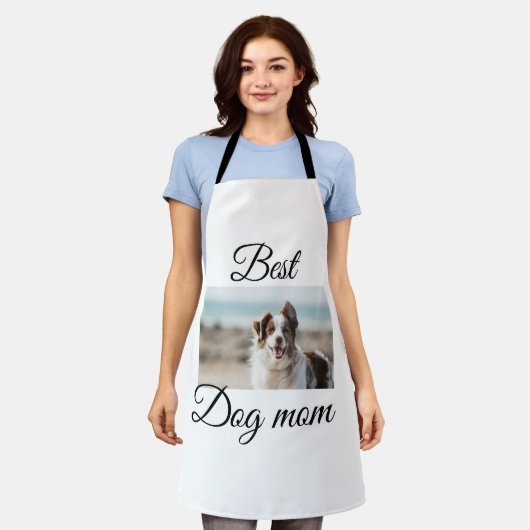 シンプルカラフル動物の名前を追加photodog mom gift エプロン (着用した状態)