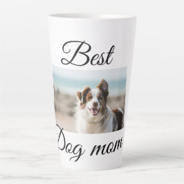 シンプルカラフル動物の名前を追加photodog mom gift カフェラテマグ
