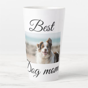 シンプルカラフル動物の名前を追加photodog mom gift カフェラテマグ