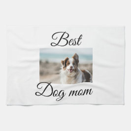シンプルカラフル動物の名前を追加photodog mom gift キッチンタオル