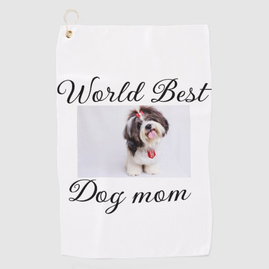 シンプルカラフル動物の名前を追加photodog mom gift ゴルフタオル (正面)