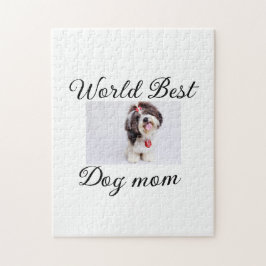 シンプルカラフル動物の名前を追加photodog mom gift ジグソーパズル