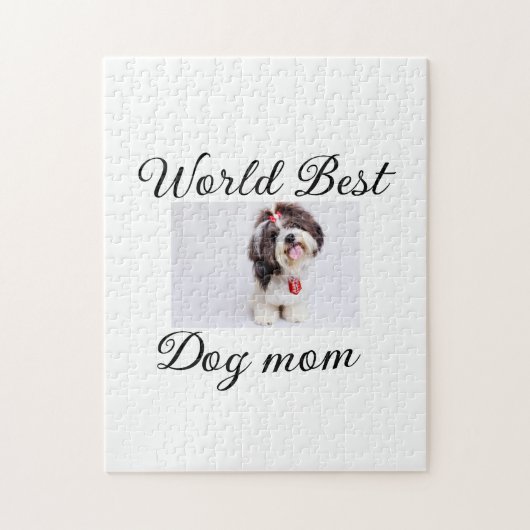 シンプルカラフル動物の名前を追加photodog mom gift ジグソーパズル (縦)