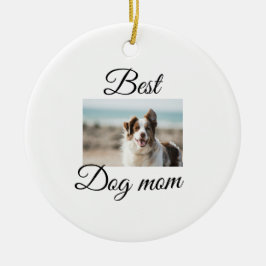 シンプルカラフル動物の名前を追加photodog mom gift セラミックオーナメント